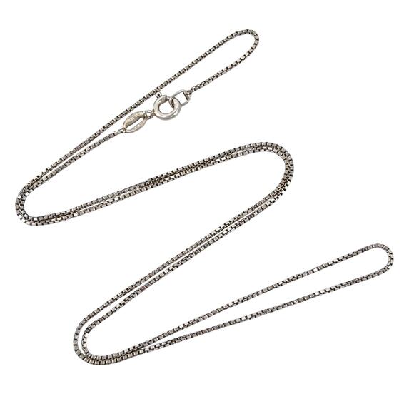 Vintage Italy Sterling Silver 925 Box Chain Necklace 18" - Picture 1 of 3